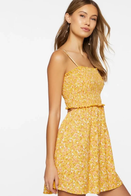 Ditsy Floral Smocked Mini Dress