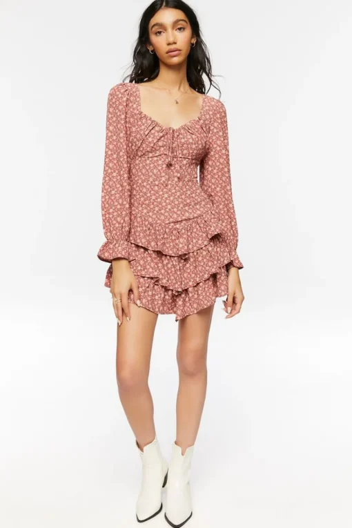 Ditsy Floral Tiered Mini Dress