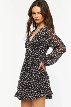 Ditsy Floral V-Neck Mini Dress