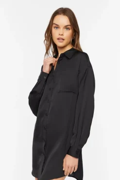 Dolphin-Hem Shirt Mini Dress