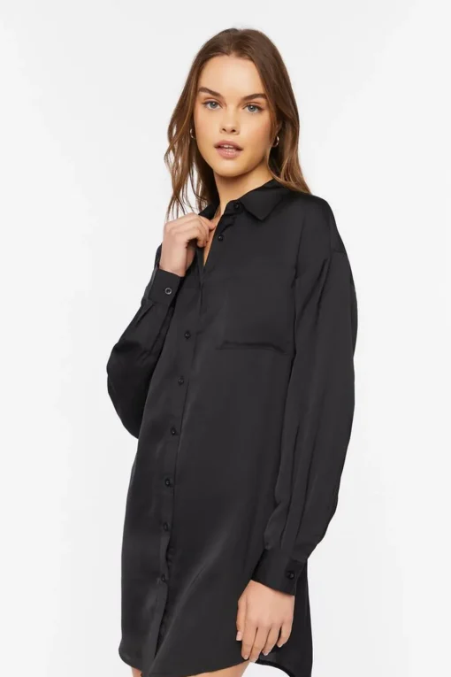 Dolphin-Hem Shirt Mini Dress