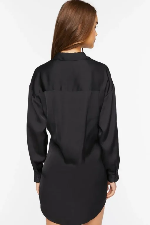 Dolphin-Hem Shirt Mini Dress
