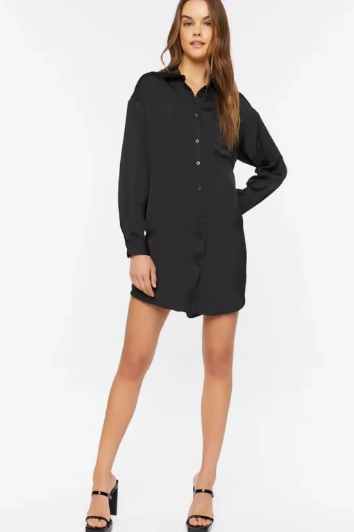 Dolphin-Hem Shirt Mini Dress