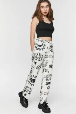 Doodle Graphic 90S-Fit High-Rise Jeans