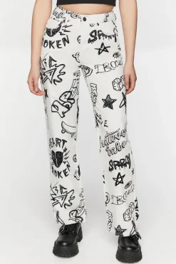 Doodle Graphic 90S-Fit High-Rise Jeans