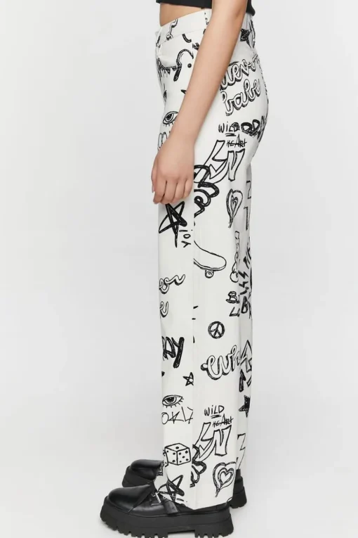 Doodle Graphic 90S-Fit High-Rise Jeans