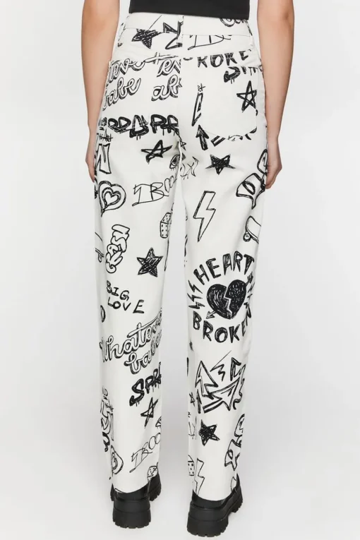 Doodle Graphic 90S-Fit High-Rise Jeans
