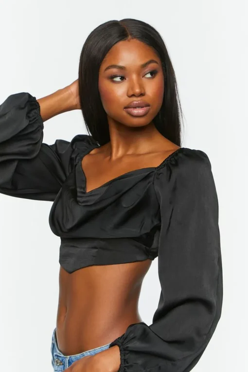 Draped Satin Crop Top