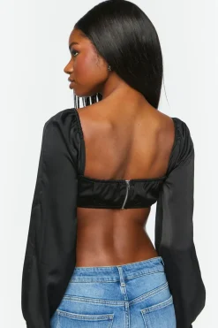 Draped Satin Crop Top