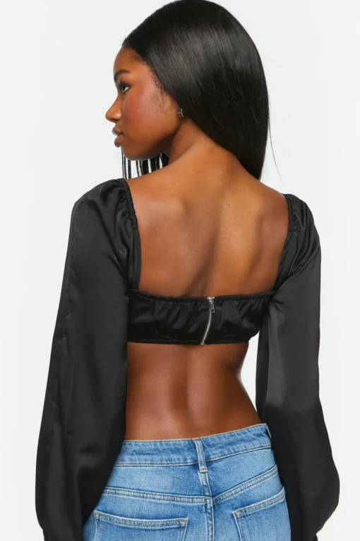 Draped Satin Crop Top