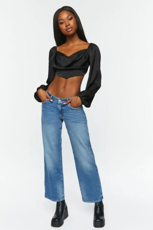 Draped Satin Crop Top