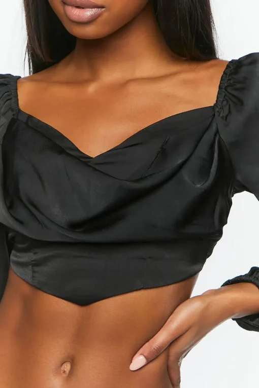 Draped Satin Crop Top
