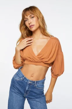 Draped Surplice Crop Top