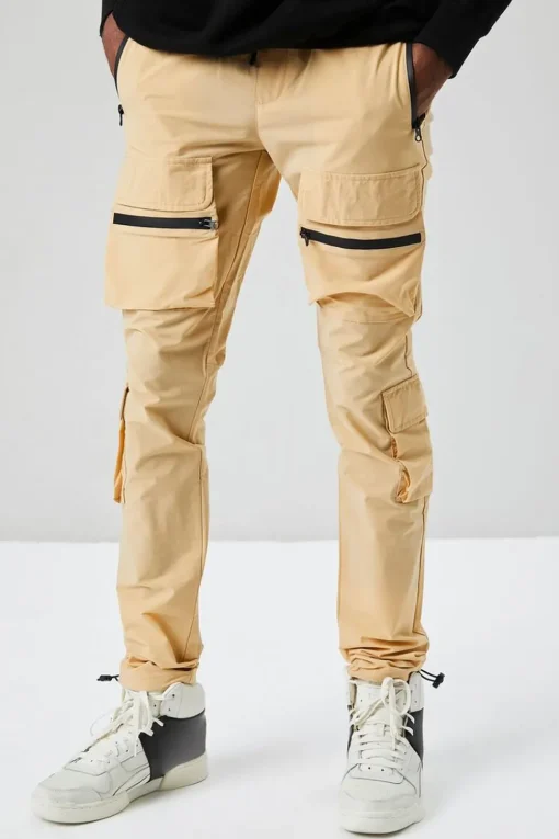 Drawstring Cargo Slim-Fit Pants