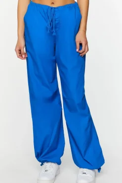 Drawstring Low-Rise Parachute Pants