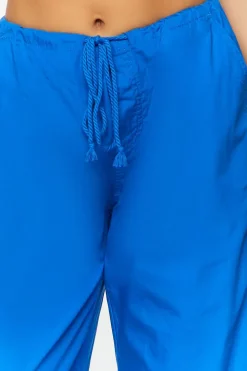 Drawstring Low-Rise Parachute Pants