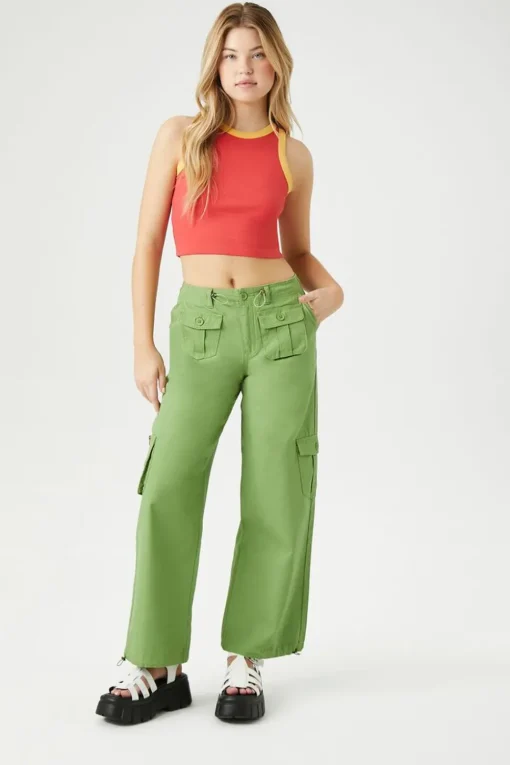 Drawstring Wide-Leg Cargo Pants
