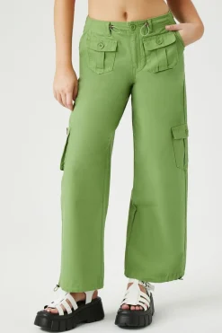 Drawstring Wide-Leg Cargo Pants