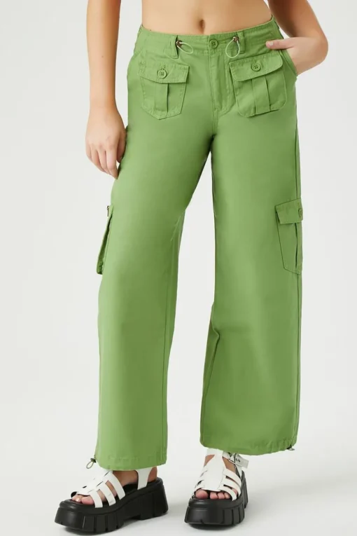 Drawstring Wide-Leg Cargo Pants