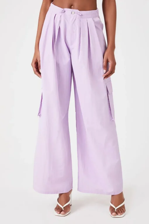 Drawstring Wide-Leg Cargo Pants