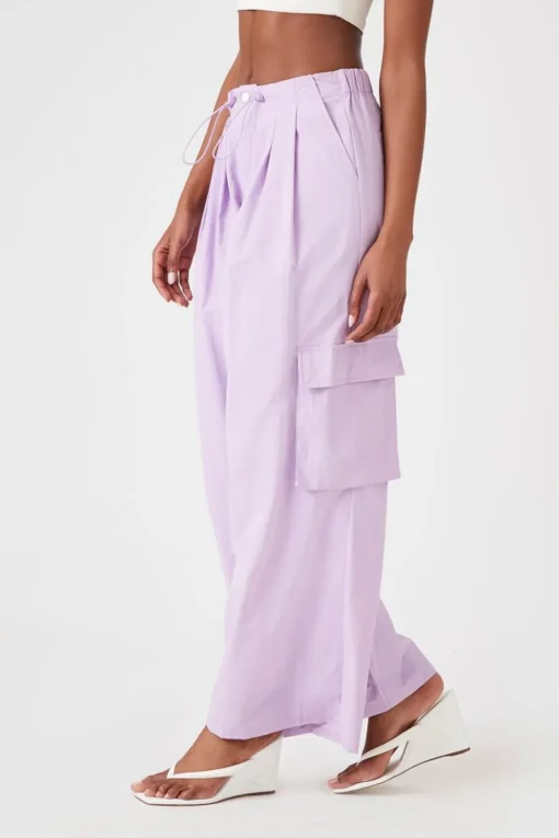 Drawstring Wide-Leg Cargo Pants