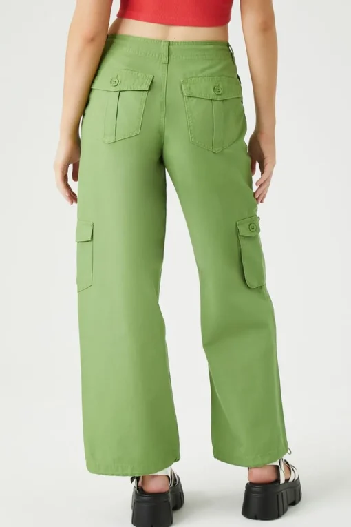 Drawstring Wide-Leg Cargo Pants