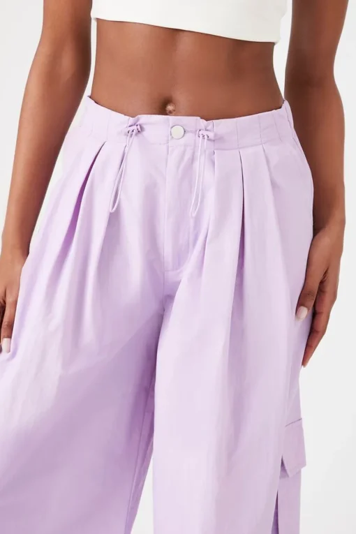Drawstring Wide-Leg Cargo Pants