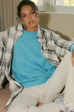 Drop-Sleeve Crew Neck Sweater