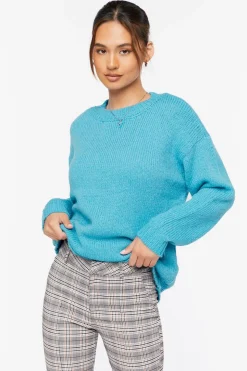 Drop-Sleeve Crew Neck Sweater