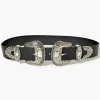 Dual Buckle Faux Leather Belt