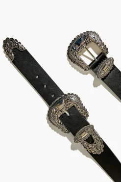 Dual Buckle Faux Leather Belt