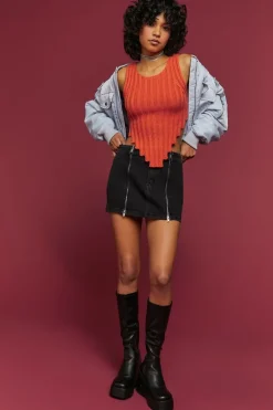 Dual Zipper Micro Mini Skirt