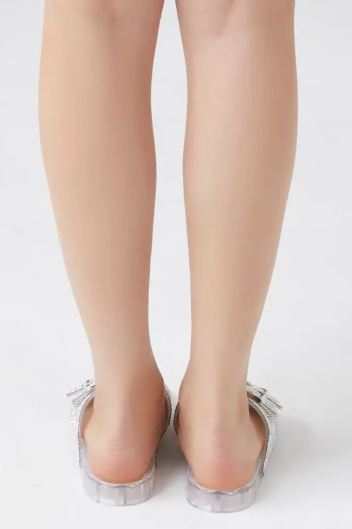 Dual-Buckle Rhinestone Jelly Slides