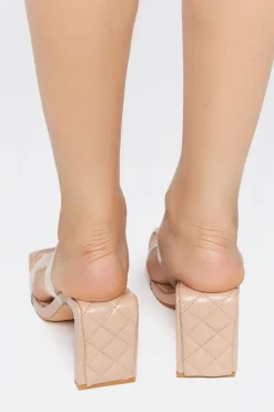 Dual-Strap Vinyl Quilted Heels