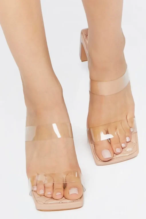 Dual-Strap Vinyl Quilted Heels