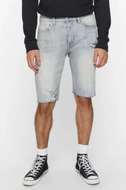 Embroidered Barbed Wire Denim Shorts