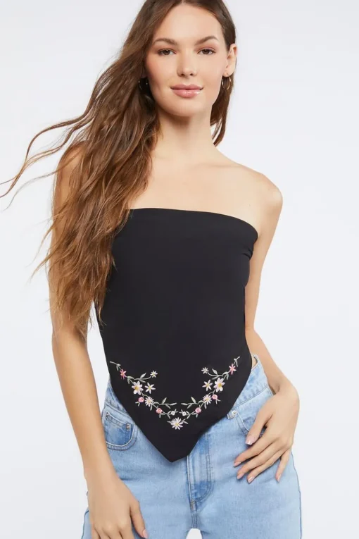 Embroidered Floral Scarf