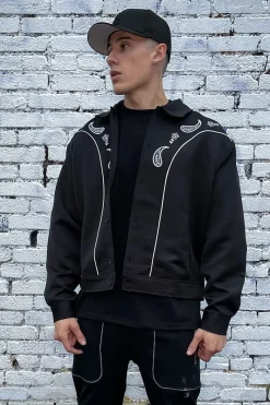 Embroidered Paisley Bomber Jacket