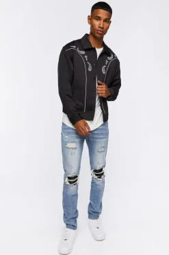 Embroidered Paisley Bomber Jacket