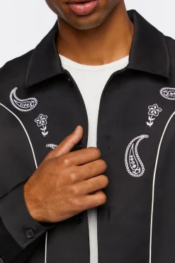 Embroidered Paisley Bomber Jacket