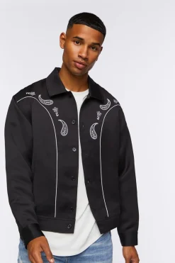 Embroidered Paisley Bomber Jacket