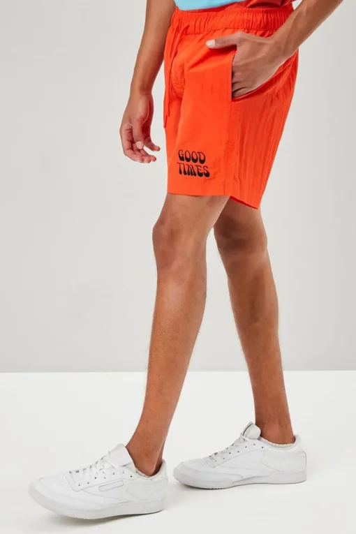 Embroidered Recycled Nylon Swim Trunks