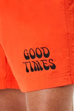 Embroidered Recycled Nylon Swim Trunks