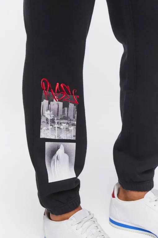 Embroidered Rise Graphic Joggers