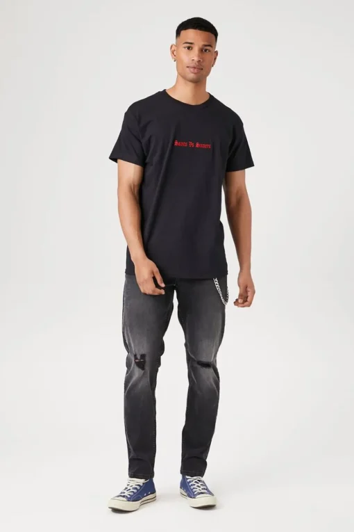 Embroidered Saints Vs Sinners Tee
