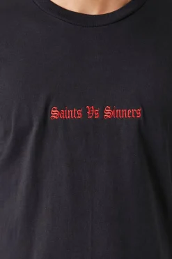 Embroidered Saints Vs Sinners Tee