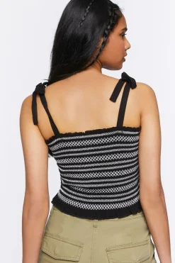 Embroidered Tie-Strap Crop Top