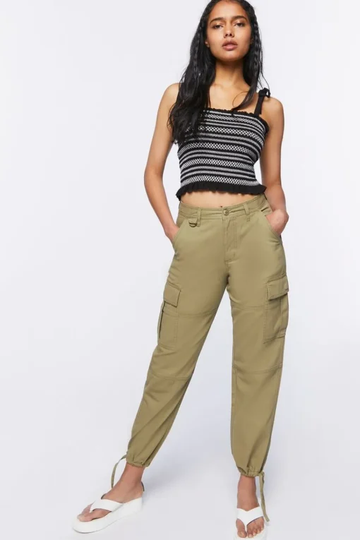 Embroidered Tie-Strap Crop Top