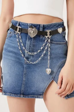 Etched Heart Faux Leather Belt