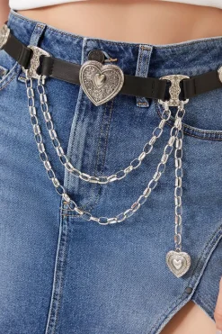 Etched Heart Faux Leather Belt